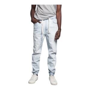 Victorious mens medium light wash drop crotch jogger jeans denim street gorp